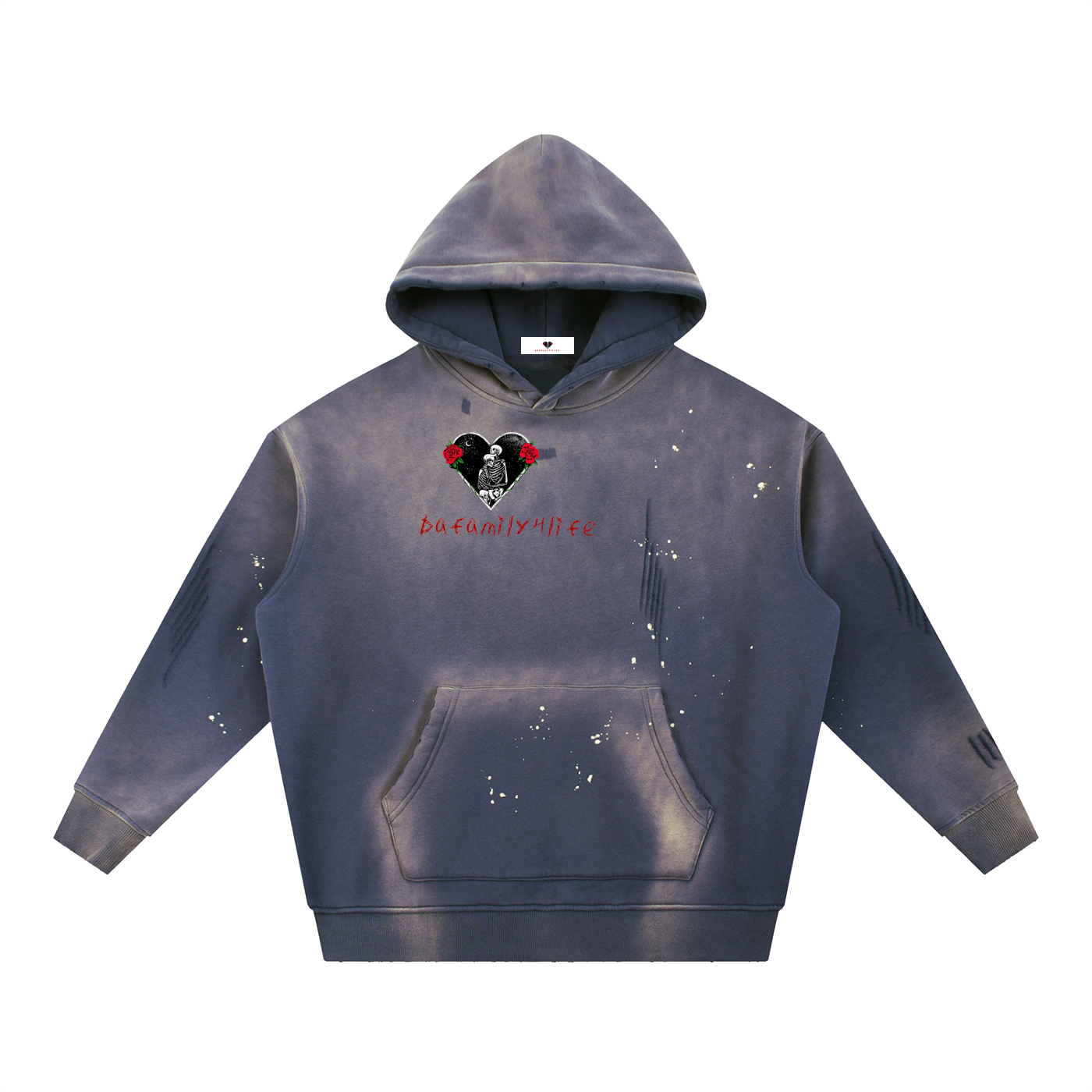 Vintage Washed Frayed Fleece Hoodie